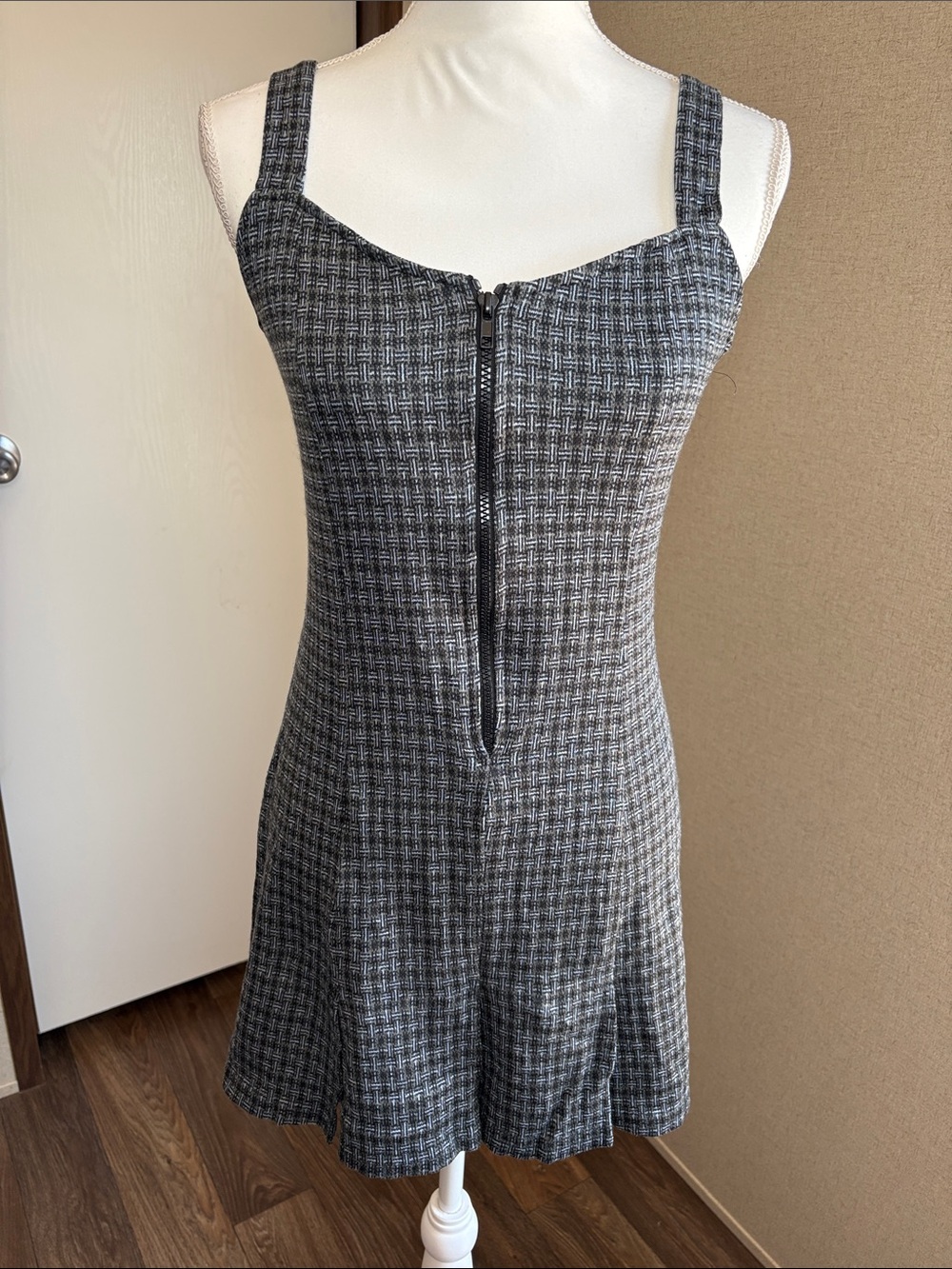 Vintage Suzy Phillips Plaid Mini Dress Small Zip Front 90s Grunge Skater Punk
